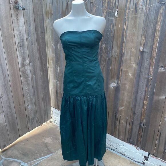 NWT ZARA GREEN TOPSTITCHED STRAPLESS MAXI DRESS size small - Picture 14 of 16